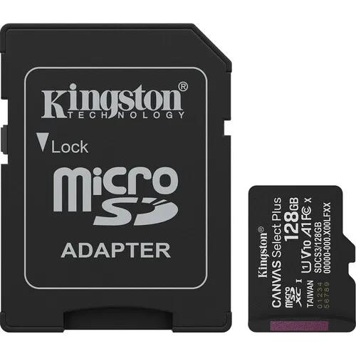 KINGSTON MEMORY CARD MICRO SD CANVAS SELECT PLUS WITH ADAPTER 150MB/S (SDCS3/128GB) 128GB