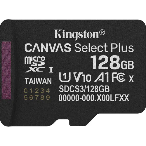 KINGSTON MEMORY CARD MICRO SD CANVAS SELECT PLUS WITH ADAPTER 150MB/S (SDCS3/128GB) 128GB 4