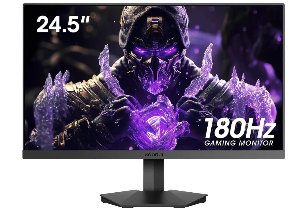 KOORUI 24.5 FHD 170Hz VA Gaming Monitor, 1ms Response Time, Rate, FreeSync & G-Sync Compatible, sRGB 99%, VESA Mountable, Tilt Adjustable, Eye Care, 2* HDMI / 1* DisplayPort, Black | 25E3A
