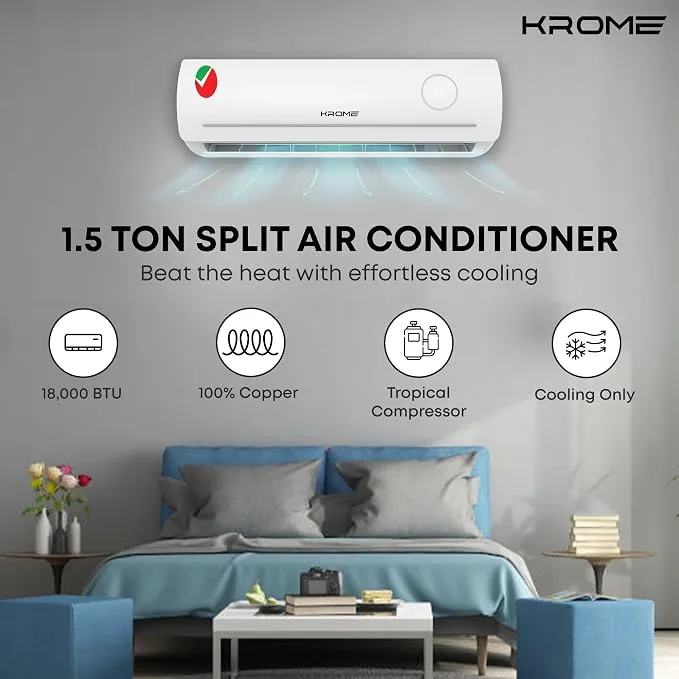Krome 1.5 Ton Rotary Split Air Conditioner – KR-AR18MT3 4
