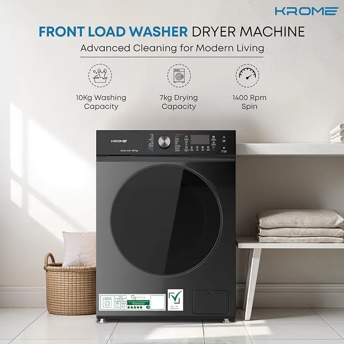 Krome 10K/7KG Front Load Washing Machine – KR-WD107STI