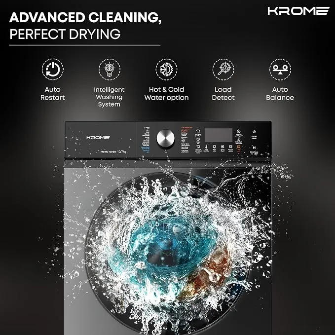 Krome 10K/7KG Front Load Washing Machine – KR-WD107STI 3