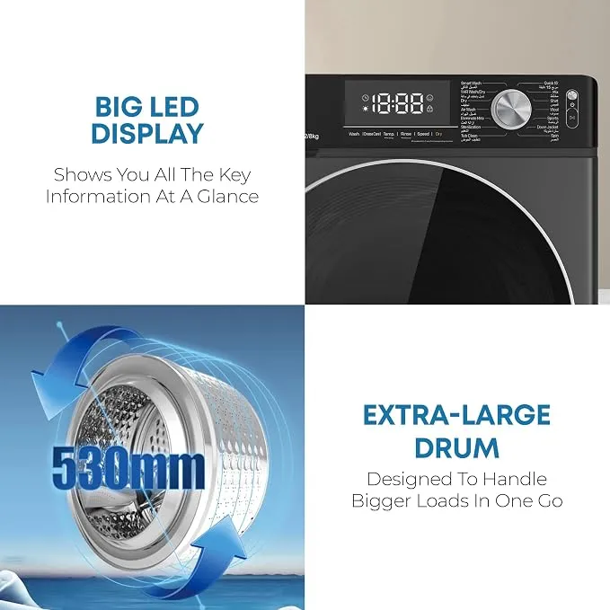 Krome 12KG/8KG Front Load Washing Machine – KR-WD128STI 4