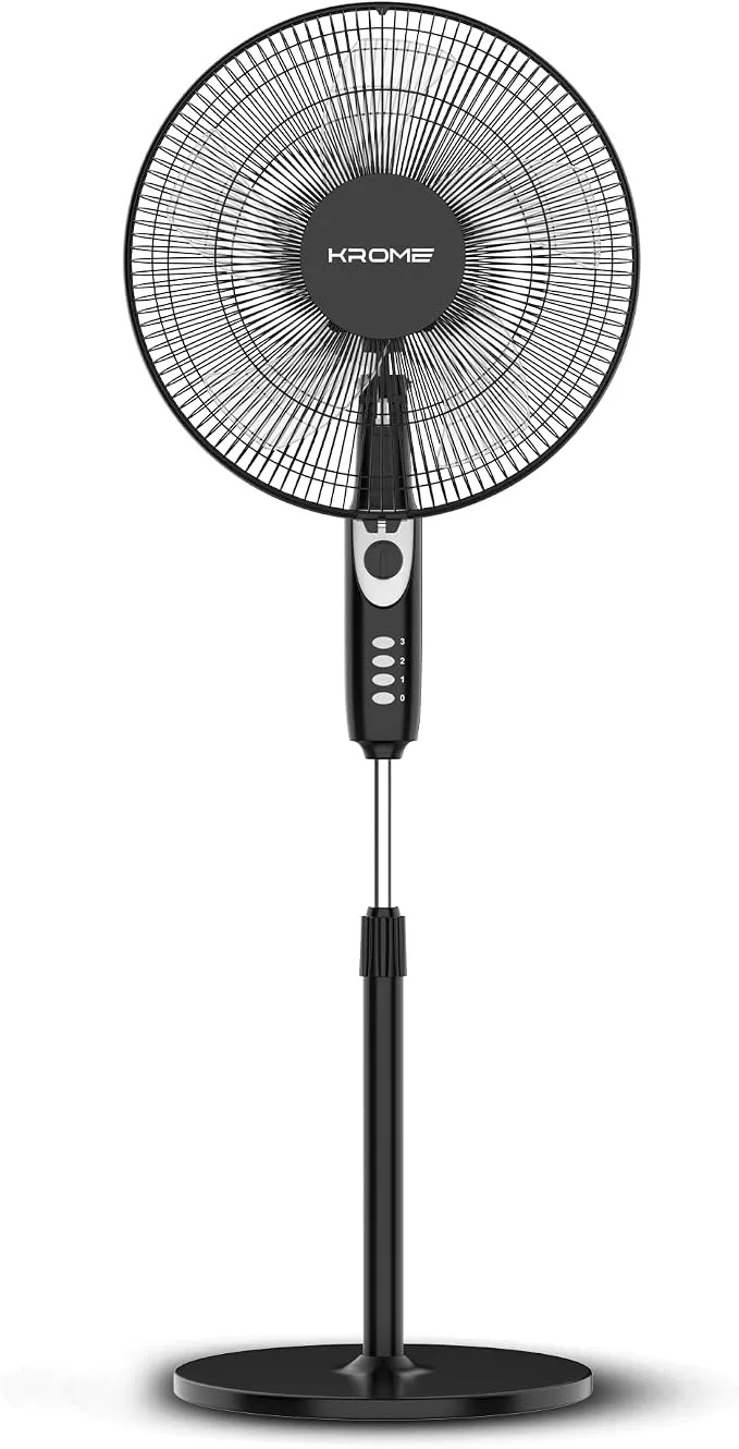 "Krome 16"" Stand Fan – Black – KR-PF16WT"