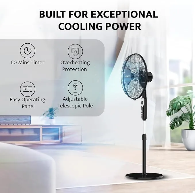"Krome 16"" Stand Fan – Black – KR-PF16WT" 4
