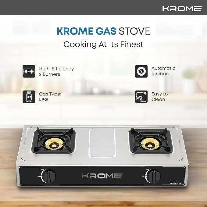 Krome 2 Burner Table Top Tabletop Gas Stove – KR-GSFC2041