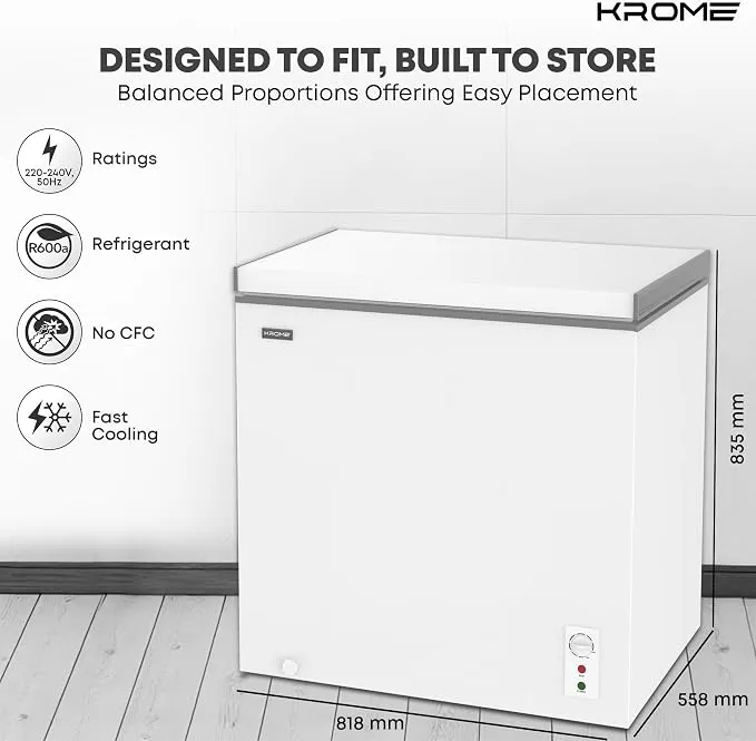 Krome 200L Chest Freezer – KR-CF225R