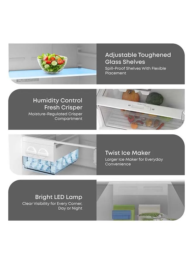 Krome 500L Double Door Top Mount Refrigerator with Inverter Compressor, Total No Frost Cooling, Multi Air Flow System, LED Display, Twist Ice Maker, Humidity Controlled Crisper, Door Alarm & Silver Finish – KR-RFF600MII 3