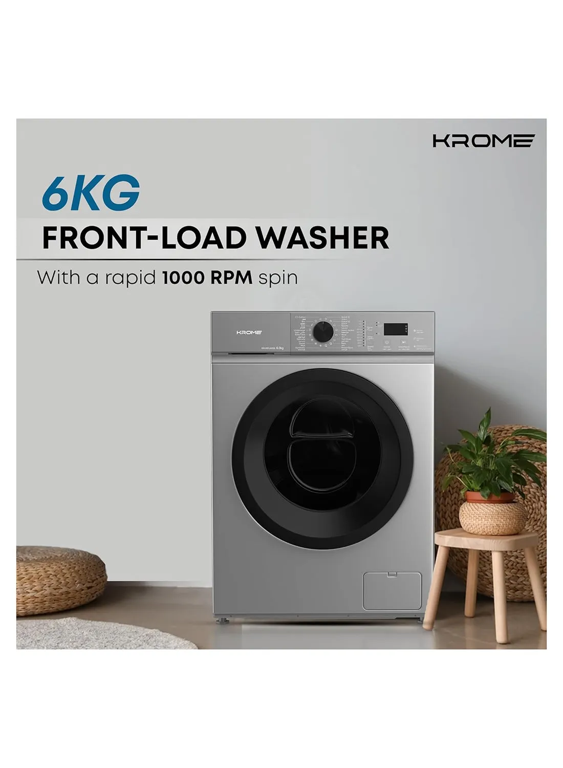 Krome 6 Front Load Washing Machine – KR-WFL60SS