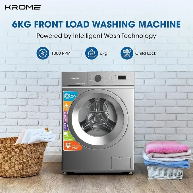 Krome 6KG Inverter Front Load Washing Machine – Silver – KR-WFL60TSI1 2