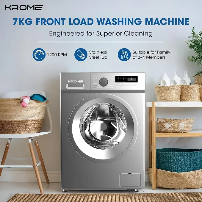 Krome 7KG Front Load Washing Machine – Silver – KR-WFL707SIS 2
