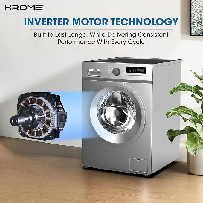 Krome 7KG Front Load Washing Machine – Silver – KR-WFL707SIS 3