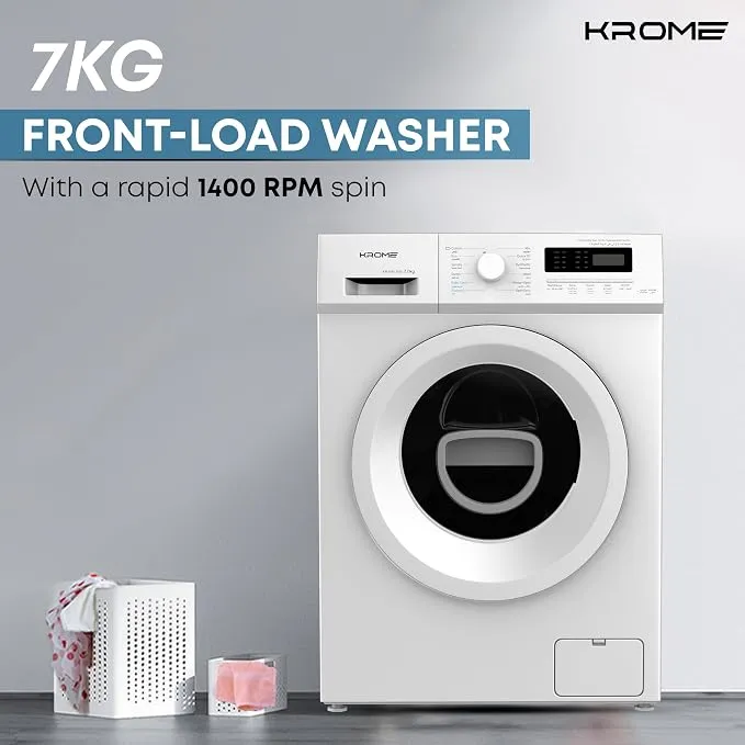 Krome 7KG Front Load Washing Machine – White – KR-WFL70SI 2