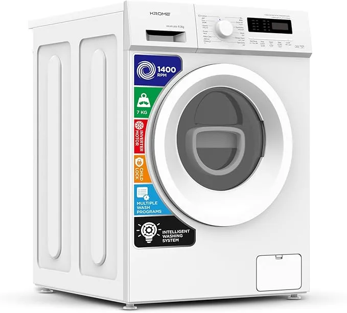 Krome 8KG 1400 RPM Front Load Washing Machine – White – KR-WFL80SI 4