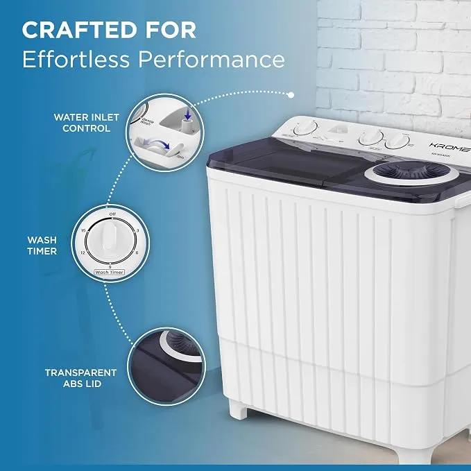 Krome 8KG Twin Tub Washing Machine – KR-WSA80K 3