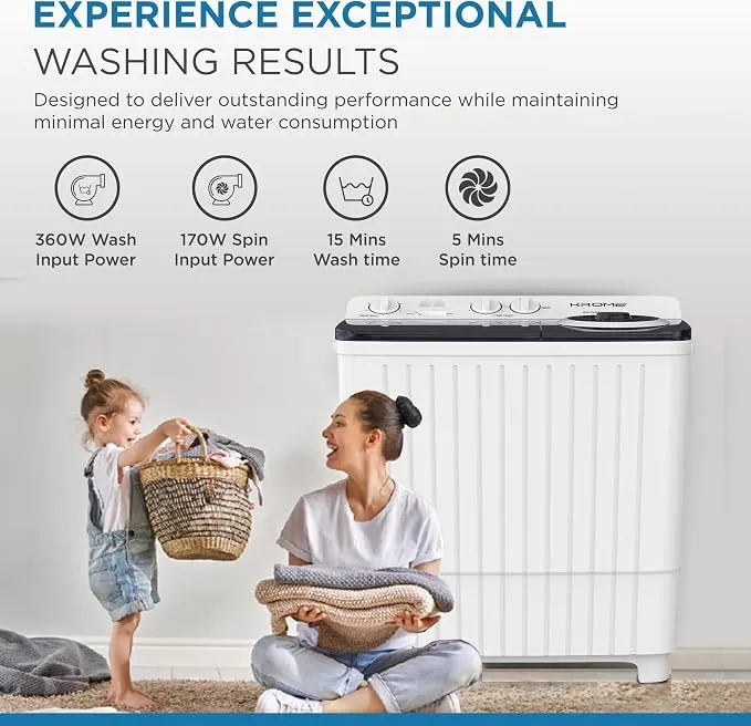 Krome 8KG Twin Tub Washing Machine – KR-WSA80K 4
