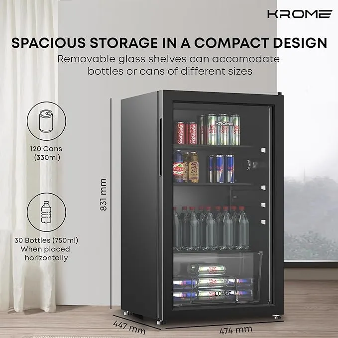 Krome Beverage Single Door Showcase Chiller – KR-BC120DM 4