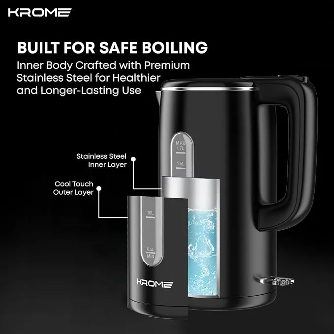 Krome Double Layer 1.7L Electric Kettle – KR-KTCT300PD