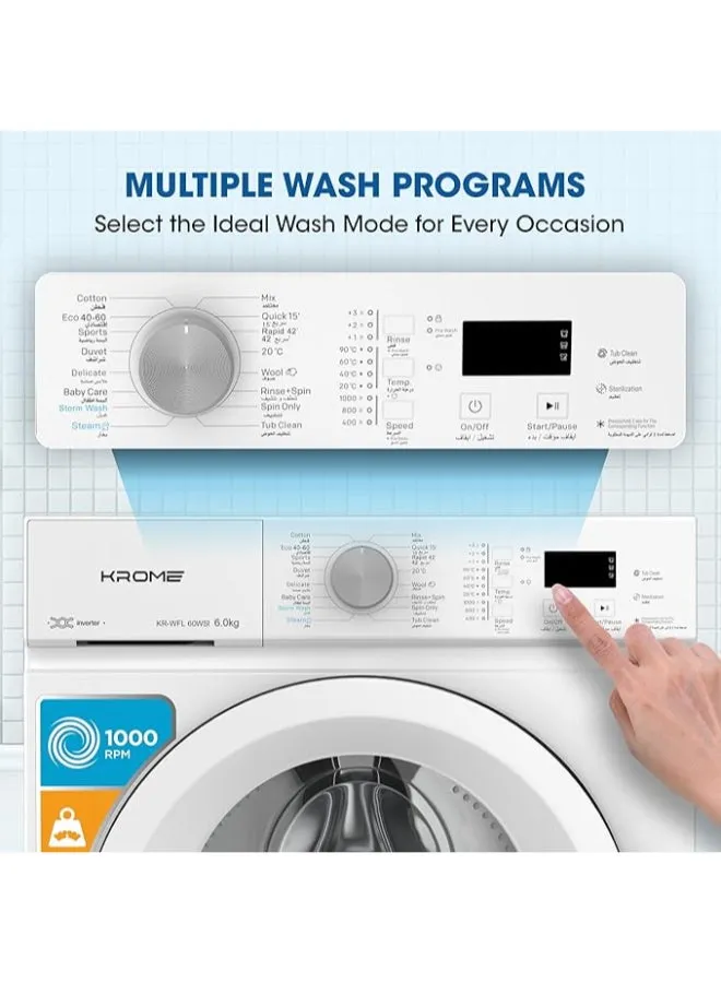 Krome Front Load Fully Automatic Washing Machine 6KG – WFL60SI 4