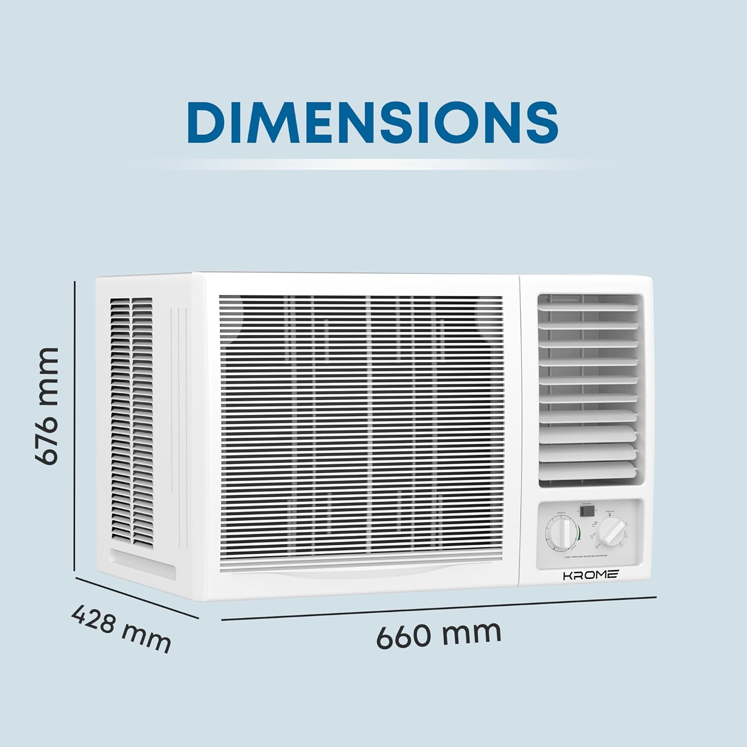 KROME KR-AWR24ST3 2 Ton Window Air Conditioner, 24,000 BTU, R410A Refrigerant, Rotary Compressor, Mechanical Controls, Turbo Cooling Mode, Cooling-Only Operation, White