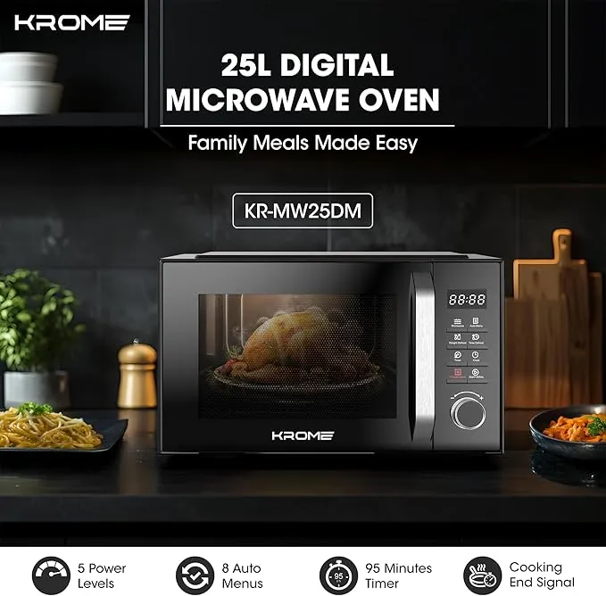 Krome Microwave Oven 25L – KR-MW25DM Black 2