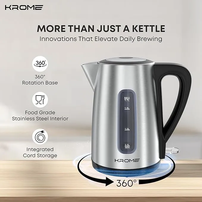 Krome Steel 1.7L Electric Kettle – KR-KTSS210PD 4