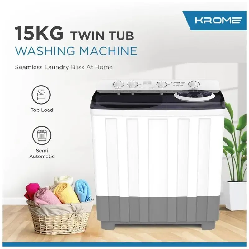 Krome Washing Machine Twintub 15kg 4
