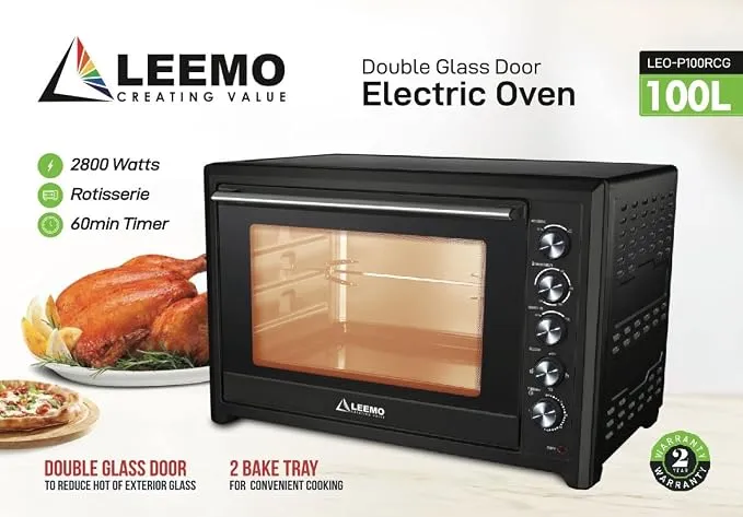 Leemo 100L Glass Door Electric Oven – LEO-P100RCGDOUBLE 4