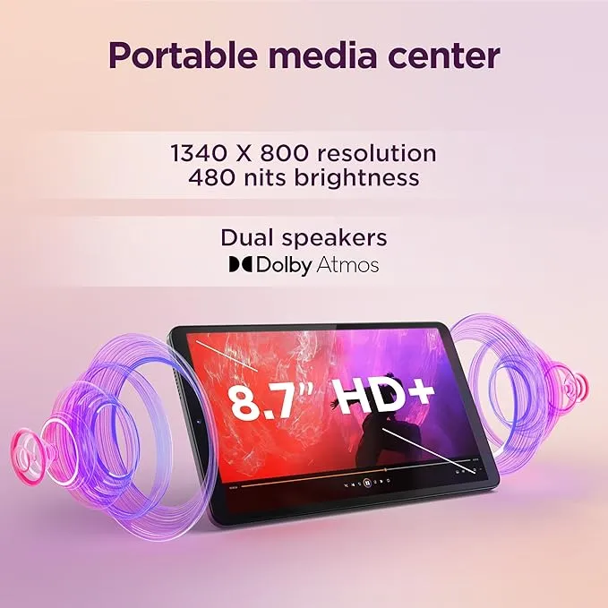 Lenovo Tab 4G Tablet with Clear Case 4GB RAM 128GB Storage – HD Display, LTE Connectivity, Octa-Core Processor, Long Battery Life, Protective Clear Case Included 4