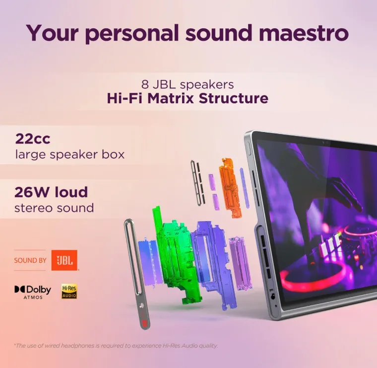 Lenovo Tab Plus with Sleeve, 11.5" 2K 90Hz Touch Display, MediaTek Helio G99 2.2GHz, 8GB RAM, 256GB Storage, Octa JBL Hi-Fi Speakers, Screen Share, Speaker Mode, A14, Luna Grey [ZADX0108AE] 4
