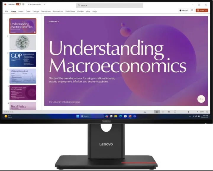 Lenovo ThinkVision T24D-40 Monitor, 24" IPS Display, FHD Resolution, 120Hz Refresh Rate, 4ms (GtG Extreme Mode) Response Time, 16.7m Color Display, Black | 64B9GAT1UK