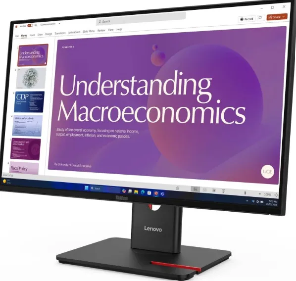 Lenovo ThinkVision T24D-40 Monitor, 24" IPS Display, FHD Resolution, 120Hz Refresh Rate, 4ms (GtG Extreme Mode) Response Time, 16.7m Color Display, Black | 64B9GAT1UK