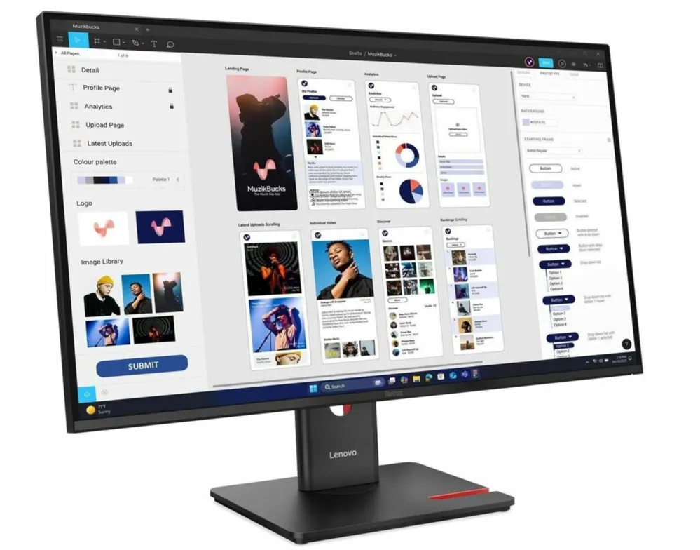 Lenovo ThinkVision T32UD-40 Monitor, 32" IPS Display, 4K UHD Resolution, 60Hz Refresh Rate, 4ms (GtG Extreme) Response Time, 1.07 Billion Color Support, Black | 64B0GAT1UK