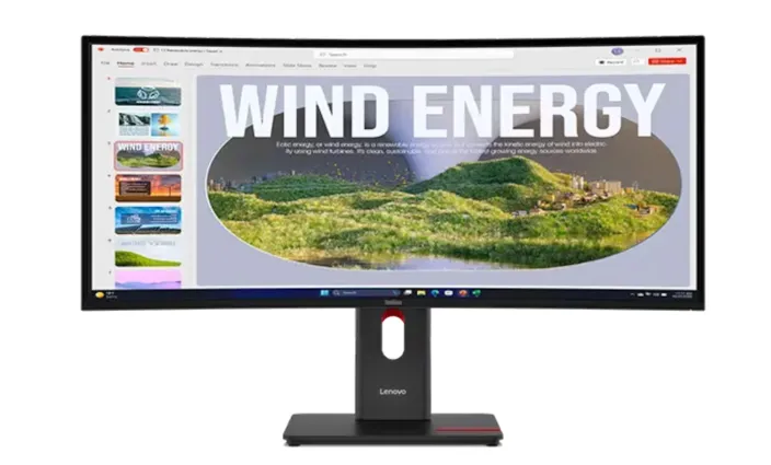 Lenovo ThinkVision T34WD-40 Monitor, 34" VA Display, WQHD Resolution, 120Hz Refresh Rate, 4ms (Extreme Mode) Response Time, 1500R Curvature, 16.7m Color Display, Black | 64AEGAT1UK