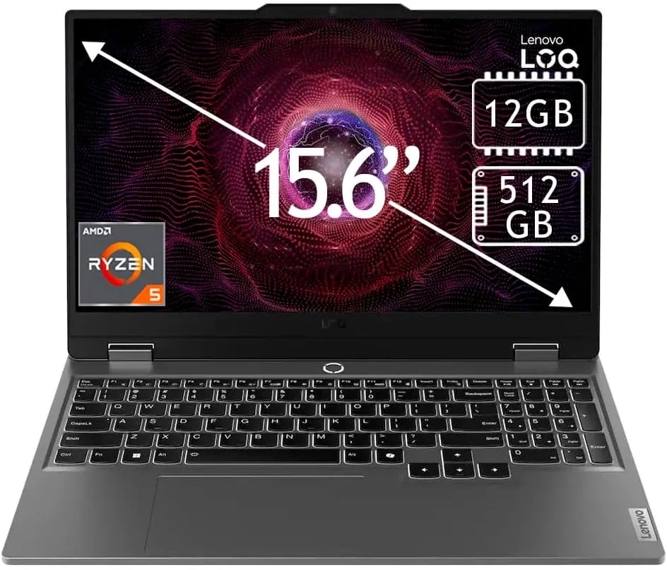 Lenovo (Upgraded) - LOQ 15.6" Full HD Gaming Laptop - AMD Ryzen 5 7235HS - 12GB MEMORY-512GB SSD Memory - NVIDIA GeForce RTX 4050 6GB- Windows 11- Luna Grey(1 year warranty US)
