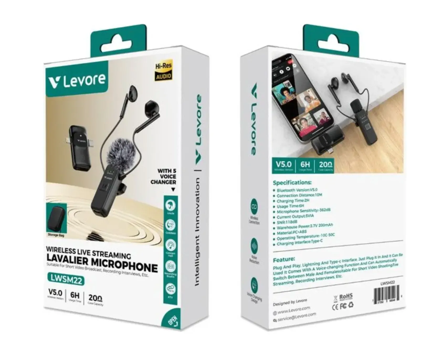Levore Wireless Lavalier Streaming Microphone Black – LWSM22