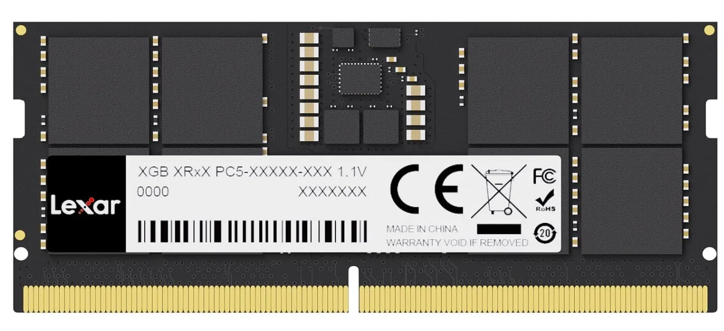 Lexar 16GB DDR5 5600MHz CL46 SODIMM Laptop RAM – 262-Pin, 1.1V, On-Die ECC (LD5S16G56C46ST-BGS)