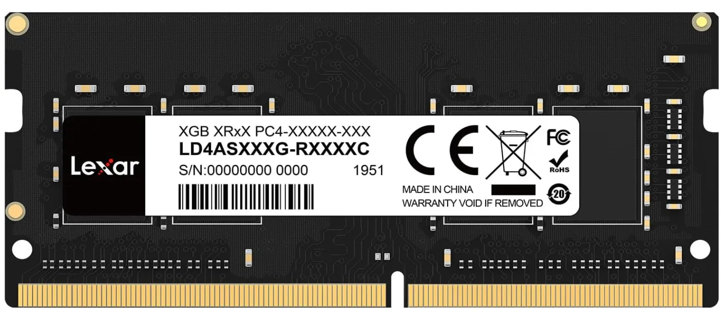 Lexar 32GB Kit DDR5 5600MHz CL46 SODIMM Laptop RAM – 2 × 16GB, 262-Pin, 1.1V, On-Die ECC