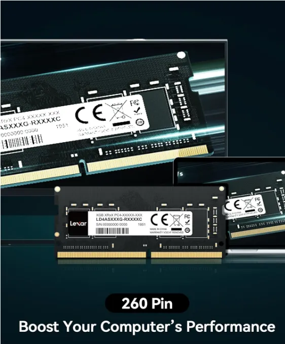 Lexar 32GB Kit DDR5 5600MHz CL46 SODIMM Laptop RAM – 2 × 16GB, 262-Pin, 1.1V, On-Die ECC 3
