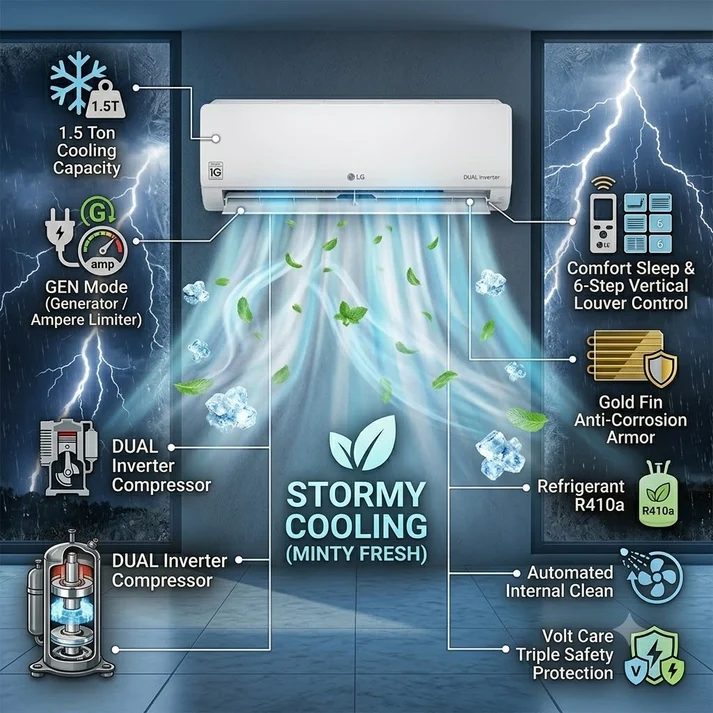 LG 1.5 Ton Inverter T3 Split Air Conditioner, I18CGH 5