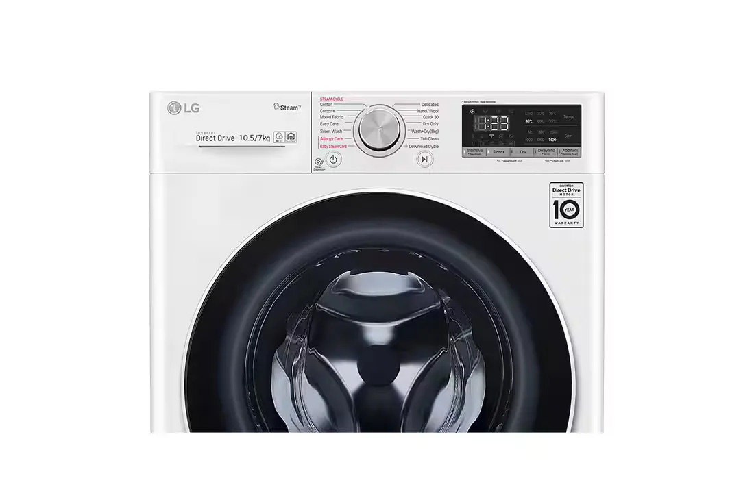 LG Front Load Washer Dryer F4V5RGPOW 10.5kg Wash / 7kg Dry (White)