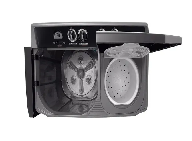 LG Twin Tub Wind Jet Dry 3 Wash Programs Washing Machine, 14 kg Capacity, Black - P2061NT 3