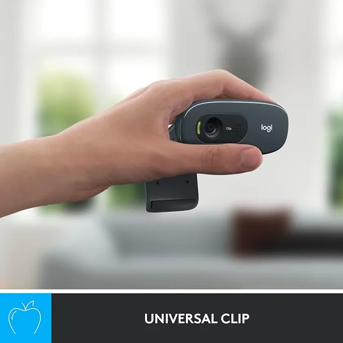 Logitech C270 HD Webcam 720p at 30fps with Built-in Mono Microphone, Automatic Light Correction, 55° Diagonal Field of View, HD Widescreen Video, USB-A, Black 4