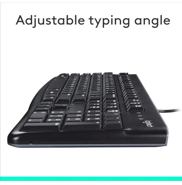 Logitech K120 Wired Keyboard for Windows, USB Plug and Play, Full Size, Spill Resistant, Curved Space bar PC / Laptop, English Layout Black, 2229310 4