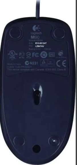 Logitech M90 Wired Mouse, Ambidextrous Design,Black