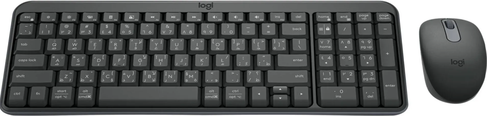 Logitech MK250 Compact Wireless Keyboard & Mouse Combo, with Numpad, Ambidextrous Optical Mouse, Spill-Resistant, Long Battery Life, English/Arabic Keyboard, Graphite | 920-013531 2