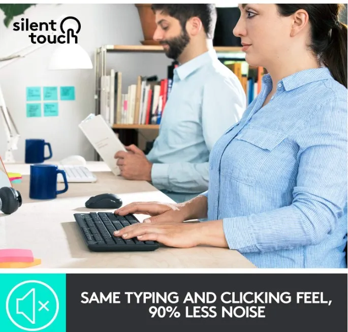 Logitech MK295 Silent Wireless Mouse & Keyboard Combo with SilentTouch Technology, Full Numpad, Advanced Optical Tracking, Lag-Free Wireless, 90% Less Noise, QWERTY UK English Layout - Black 2