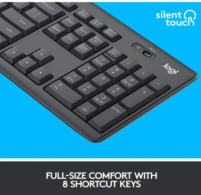 Logitech MK295 Silent Wireless Mouse & Keyboard Combo with SilentTouch Technology, Full Numpad, Advanced Optical Tracking, Lag-Free Wireless, 90% Less Noise, QWERTY UK English Layout - Black 3