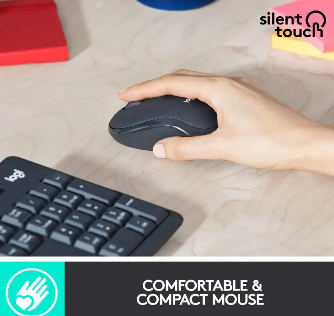 Logitech MK295 Silent Wireless Mouse & Keyboard Combo with SilentTouch Technology, Full Numpad, Advanced Optical Tracking, Lag-Free Wireless, 90% Less Noise, QWERTY UK English Layout - Black 4