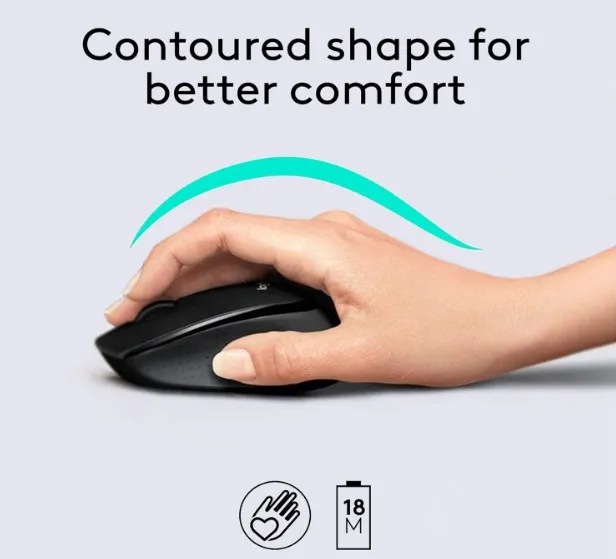 Logitech MK345 Wireless Keyboard and Mouse Combo, 10m Operating Distance, USB Receiver Interface, 1000DPI Sensor Resolution, With Palm Rest, English Arabic Layout, Black | 920-010068